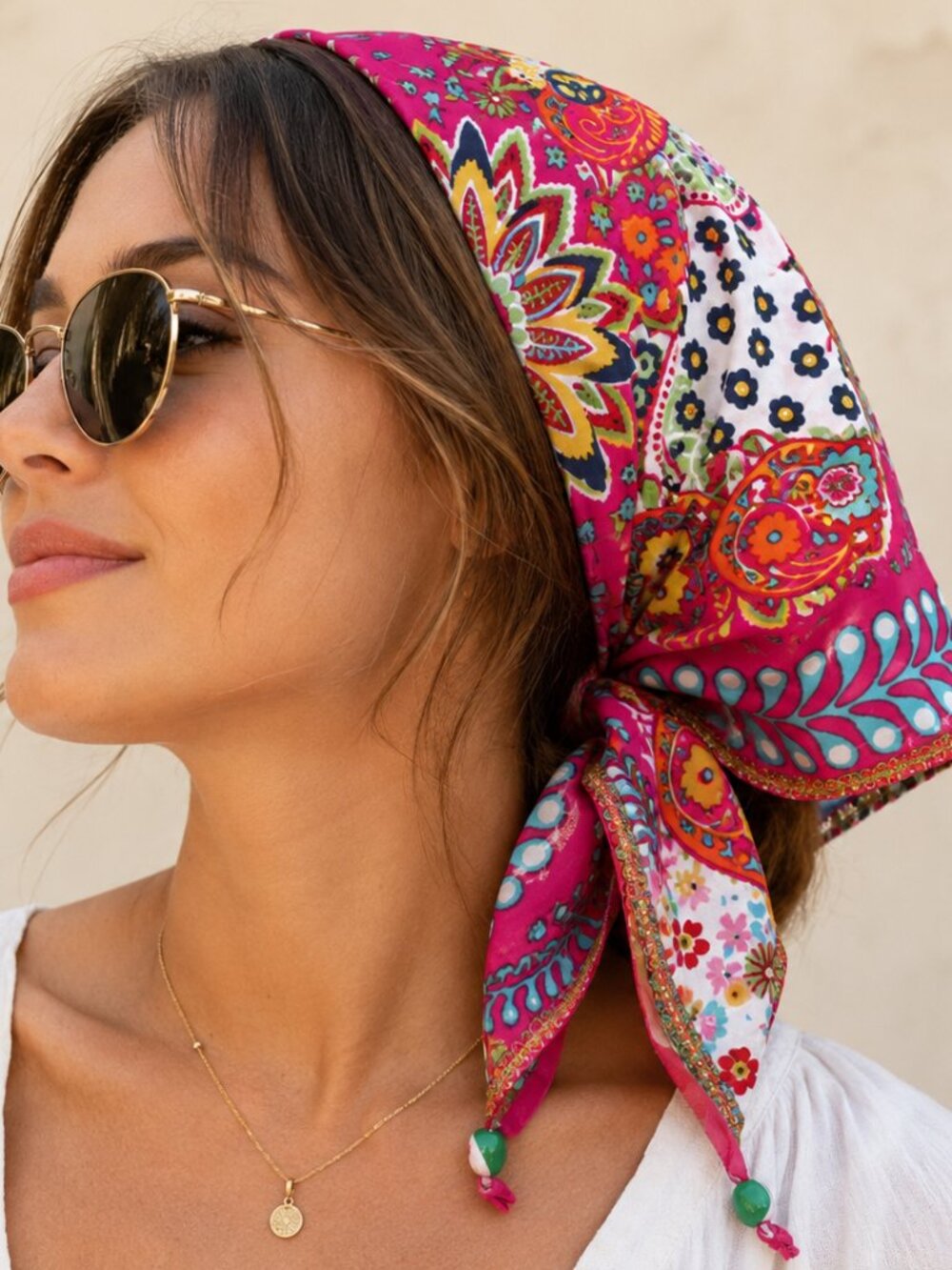 Handmade Boho Chic Embellished Triangle Head Scarf